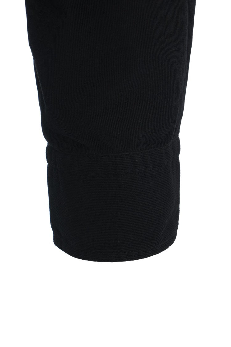 Hannes Roether Black Mandarin Collar Shirt With Ribbed Texture