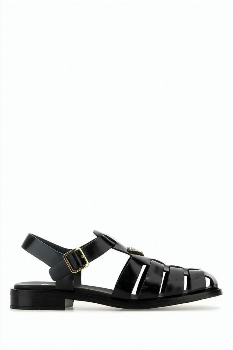 Prada Strappy Calf Leather Sandals With Adjustable Buckle And Rubber Sole