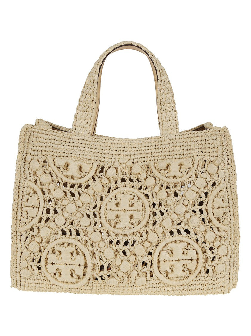 Tory Burch Woven Shopper Bag With Textured Design And Detachable Pouch