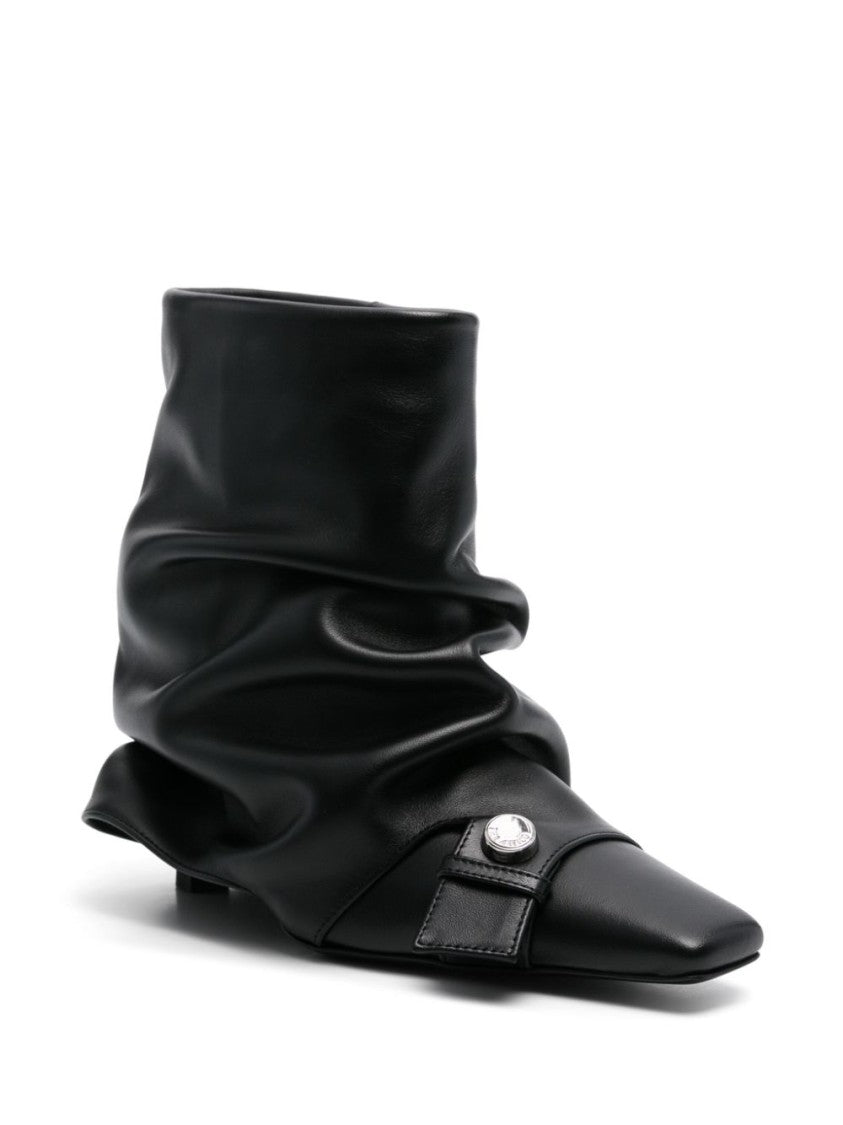 The Attico Slouchy Black Ankle Boots