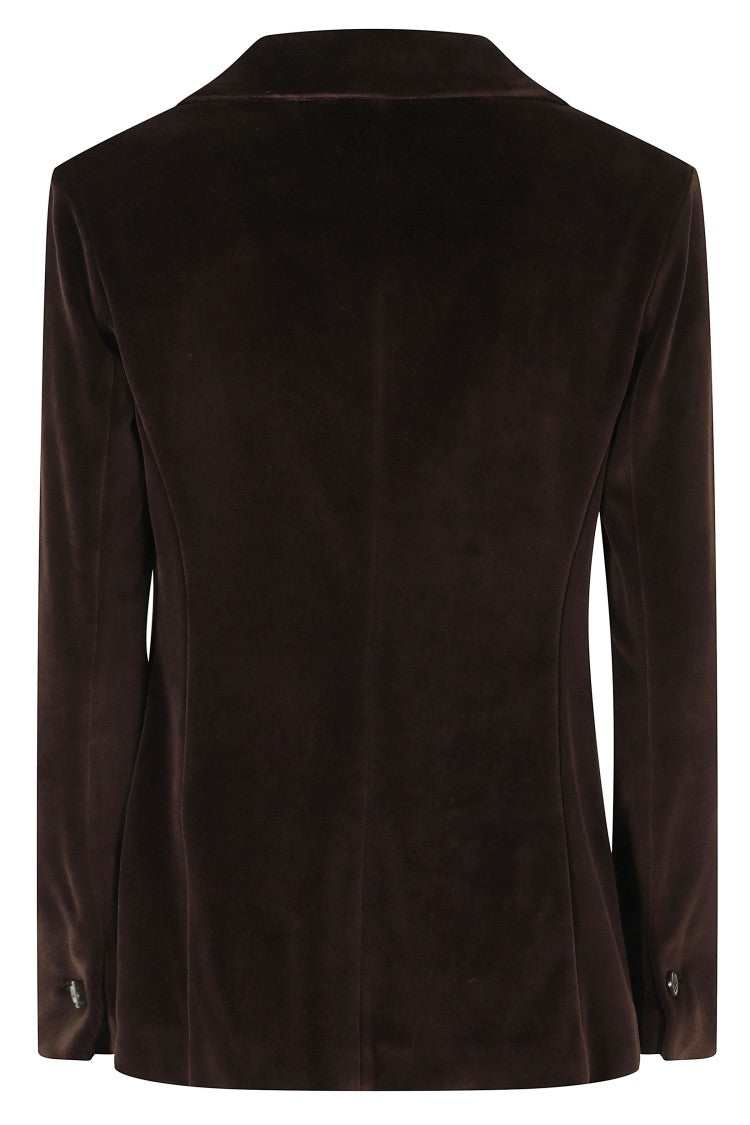 Circolo 1901 Brown Slim Single-Breasted Velvet Welt Pocket Jacket