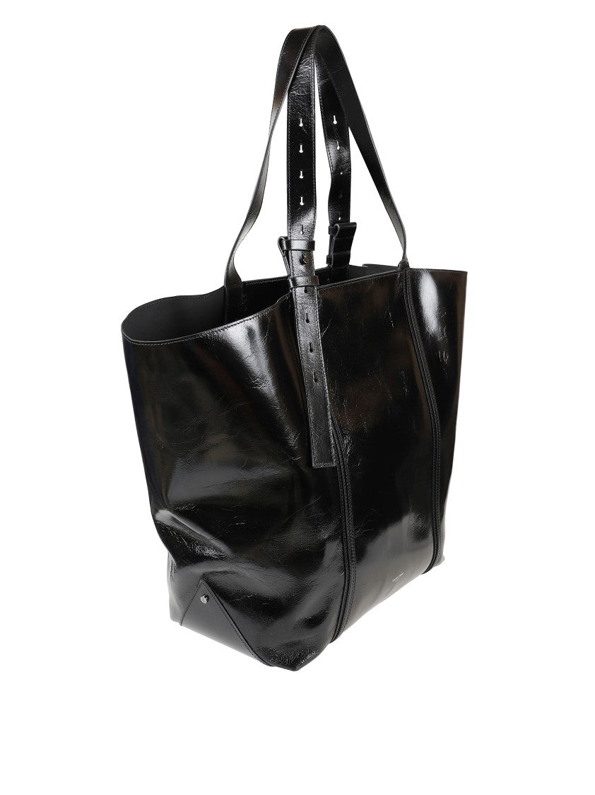 Golden Goose Glossy Black Tote Bag With Structured Silhouette
