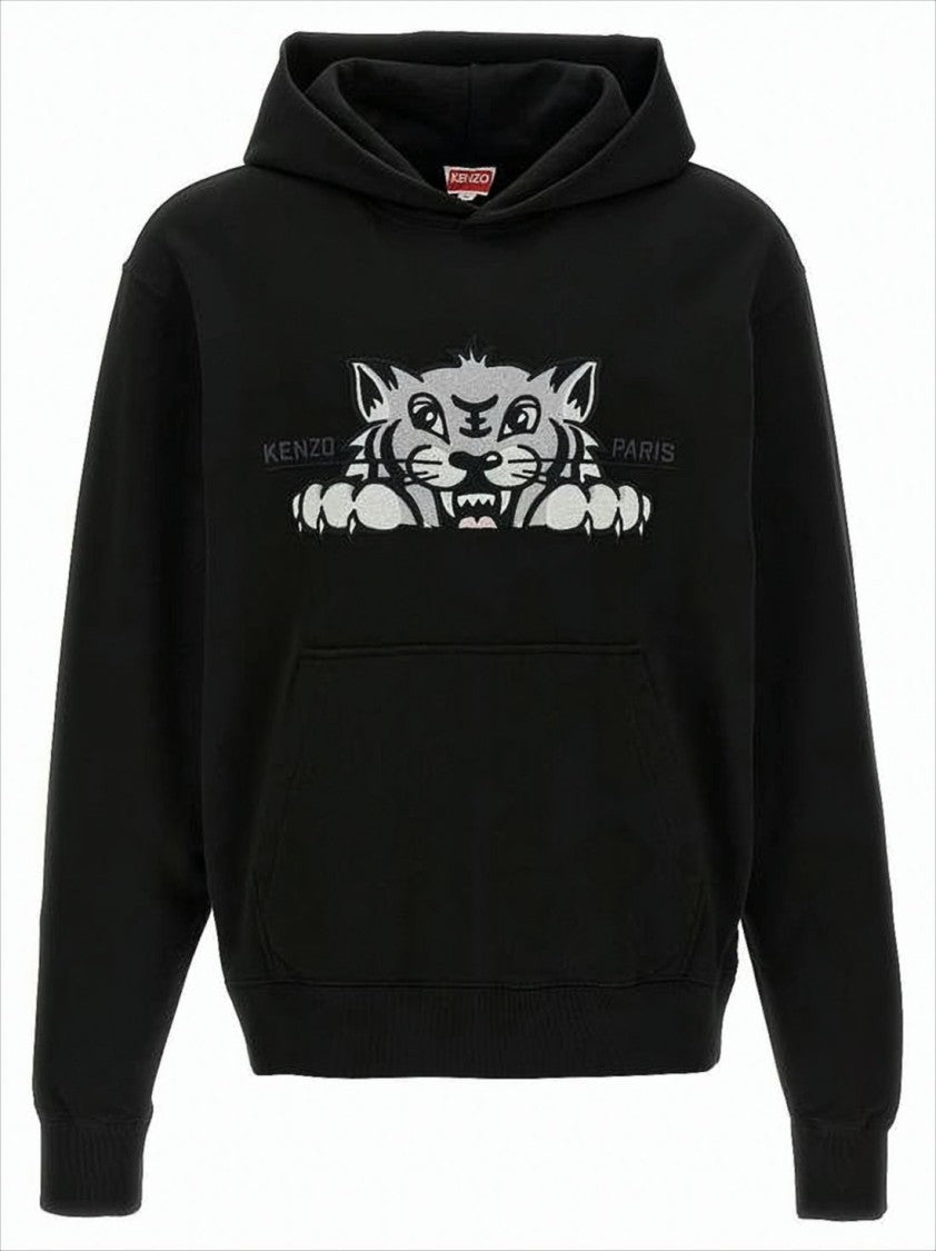 Kenzo Graphic Tiger Print Hooded Sweatshirt With Kangaroo Pocket
