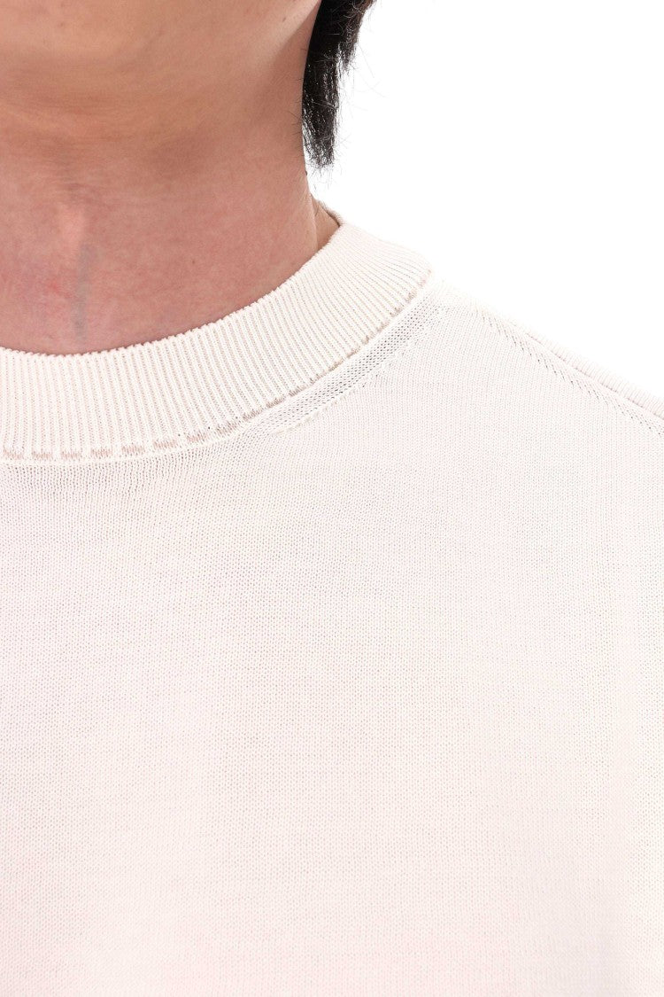 Eleventy White Saddle-Stitched Cotton T-Shirt