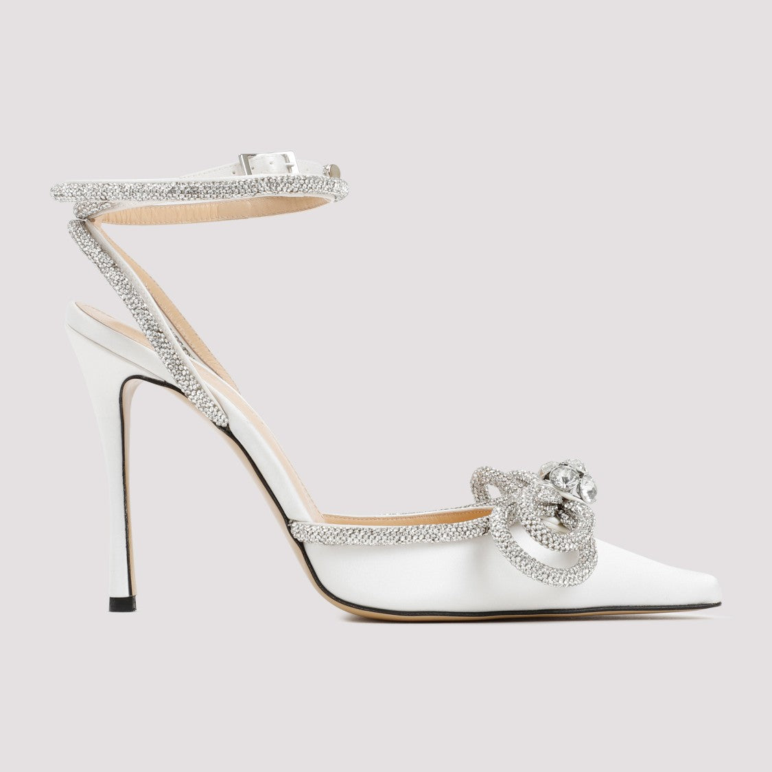 Mach & Mach White Silk Double Bow High Heels