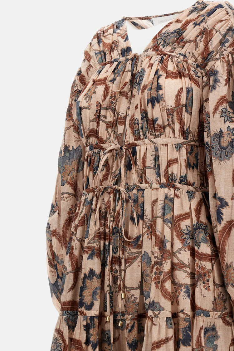 Zimmermann Maxi Dress With Puff Sleeves And V-Neck Design