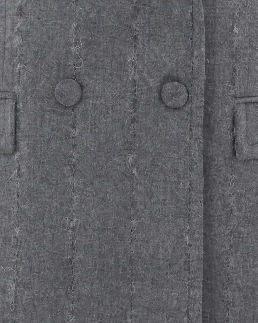 Fabiana Filippi Dark Grey Double-Breasted Virgin Wool Blazer