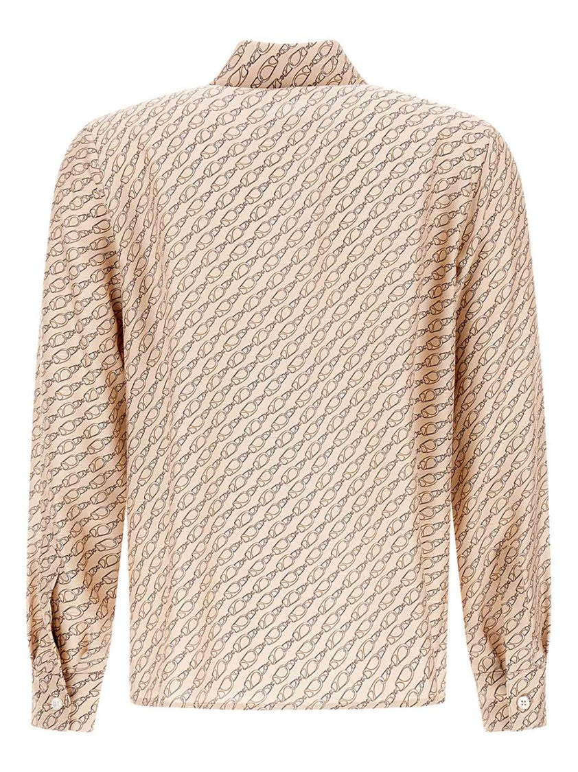 Herno Camel Mulberry Silk Shirt With Unique Hook Print