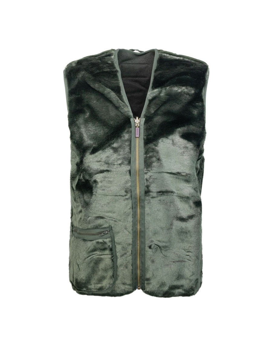Barbour Green Warm Pile Sleeveless Waistcoat