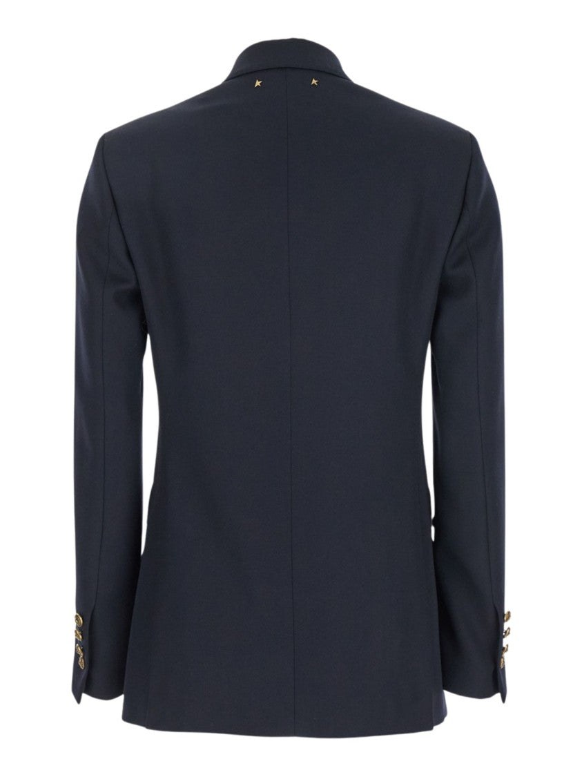 Golden Goose Blue Gold-Tone Buttons Wool Blazer