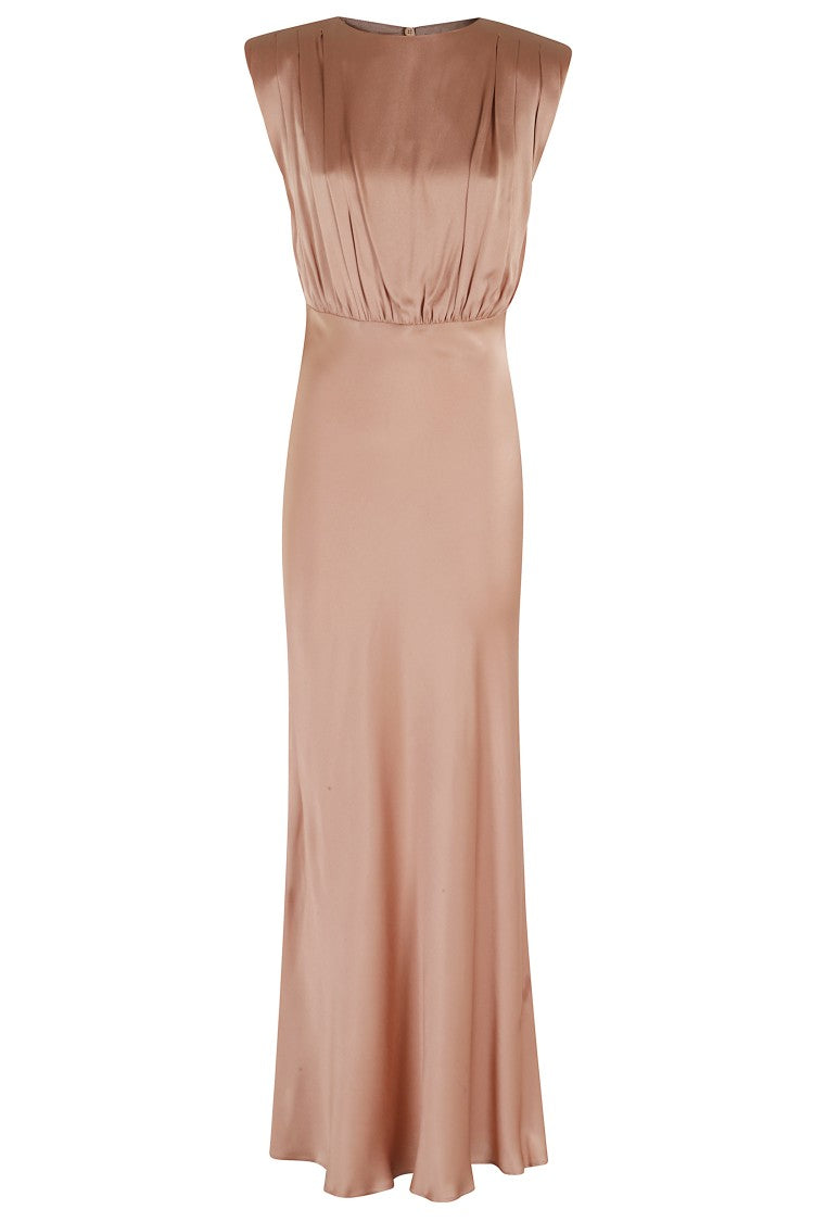 Semi Couture Antique Pink Casilda Satin Backless Acetate-Blend Dress
