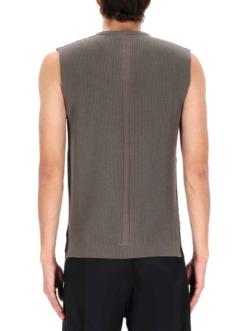 Rick Owens Grey Wool Boxy Textured Knit Top