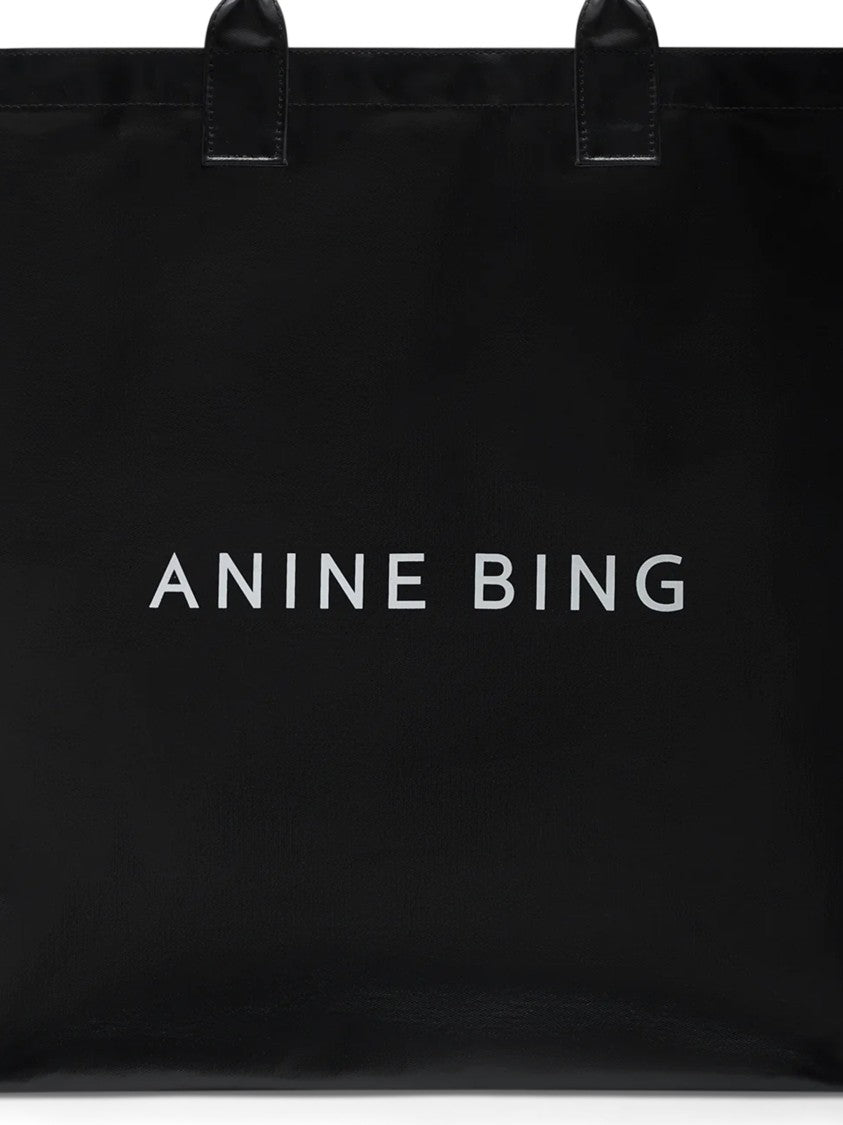 Anine Bing Leonie Lettering Coated Canvas Tote Bag