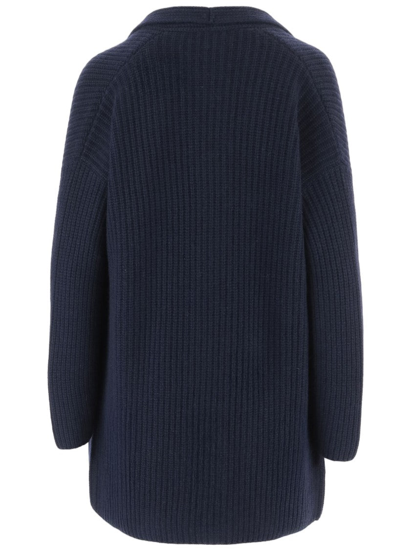 Bruno Manetti Navy Ribbed Cashmere Cardigan
