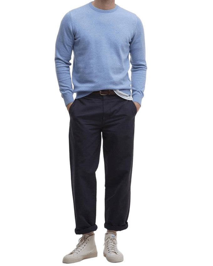 Barbour Tailored-Fit Dark Chambray Sweatshirt With Round Neckline