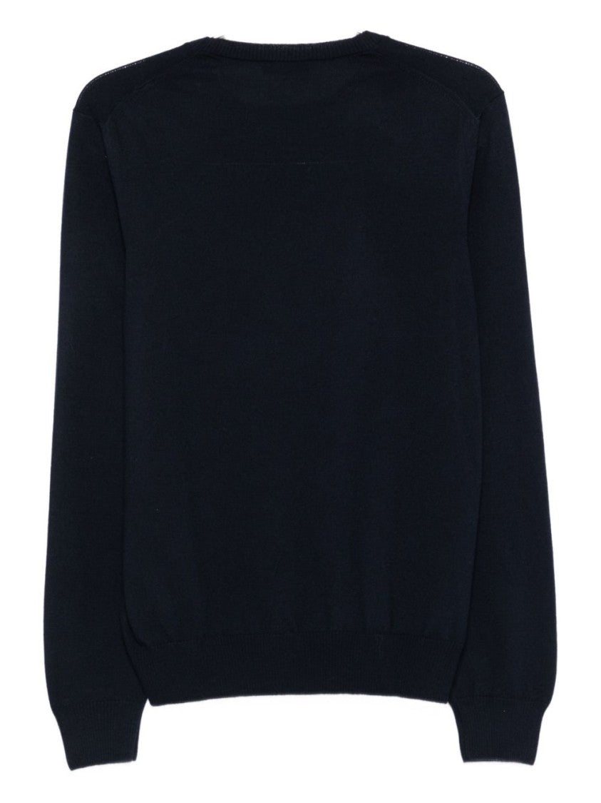 Fay Crew Neck Virgin Wool Sweater In Deep Blue