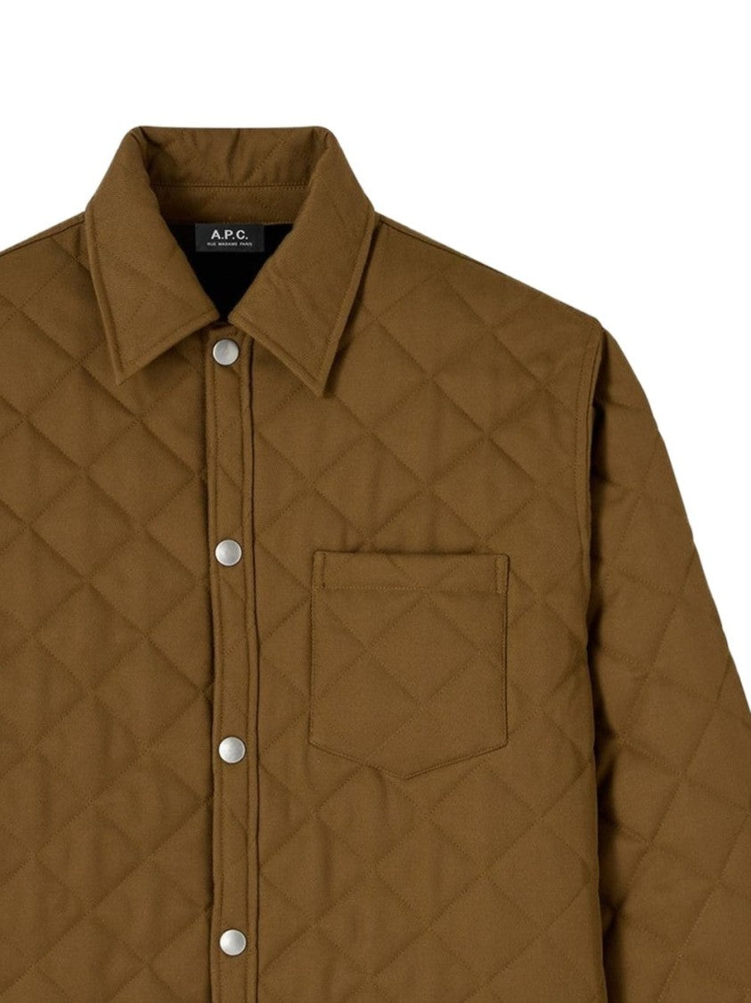 A.P.C. Diamond-Stitched Quilted Jacket With Classic Collar
