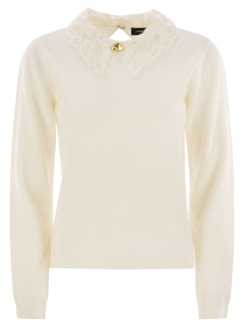 Fabiana Filippi Platinum Jersey With Macramé Lace