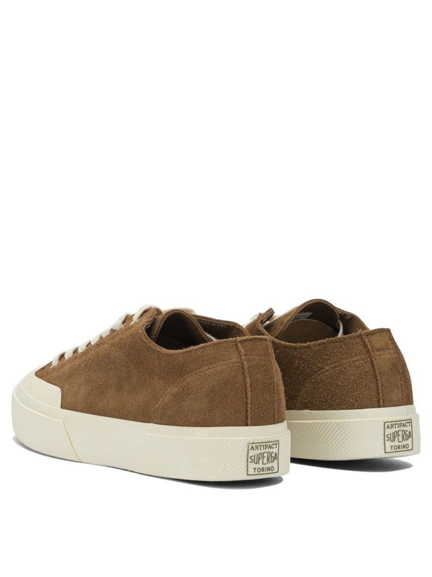 Superga Suede Leather Low-Top Sneakers With Textured Finish