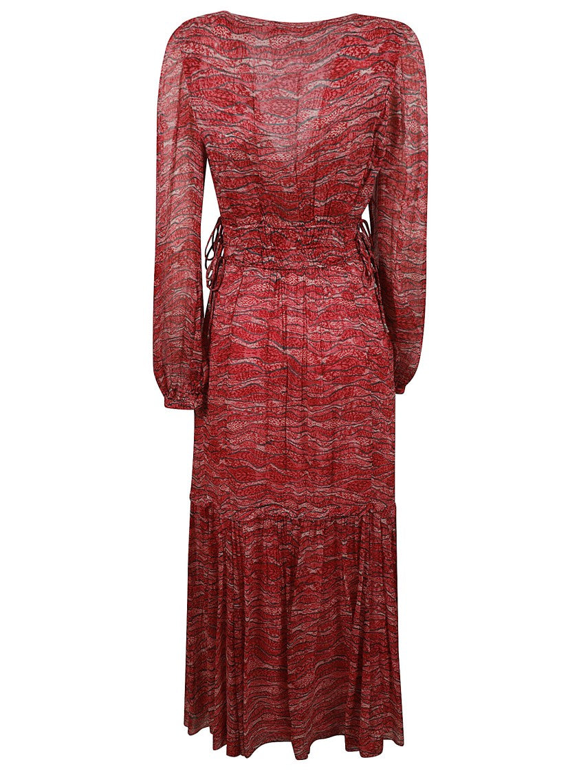 Isabel Marant Étoile Deep V-Neck Midi Dress With Lace-Up Details