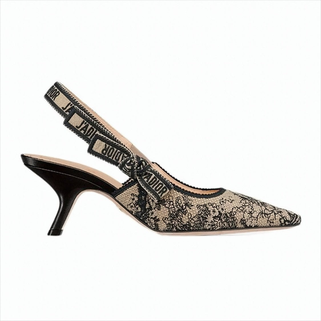 Christian Dior Pointed-Toe Slingback Pumps With Intricate Embroidery