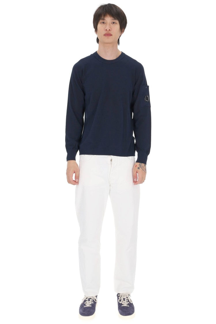 C.P. Company Blue Cotton Crepe Crewneck Sweater