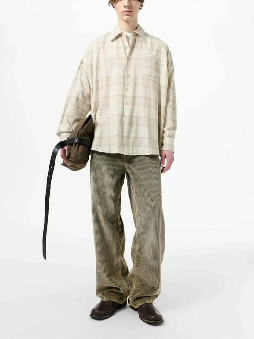 Our Legacy Long-Sleeve Oversized Shirt With Subtle Plaid Pattern