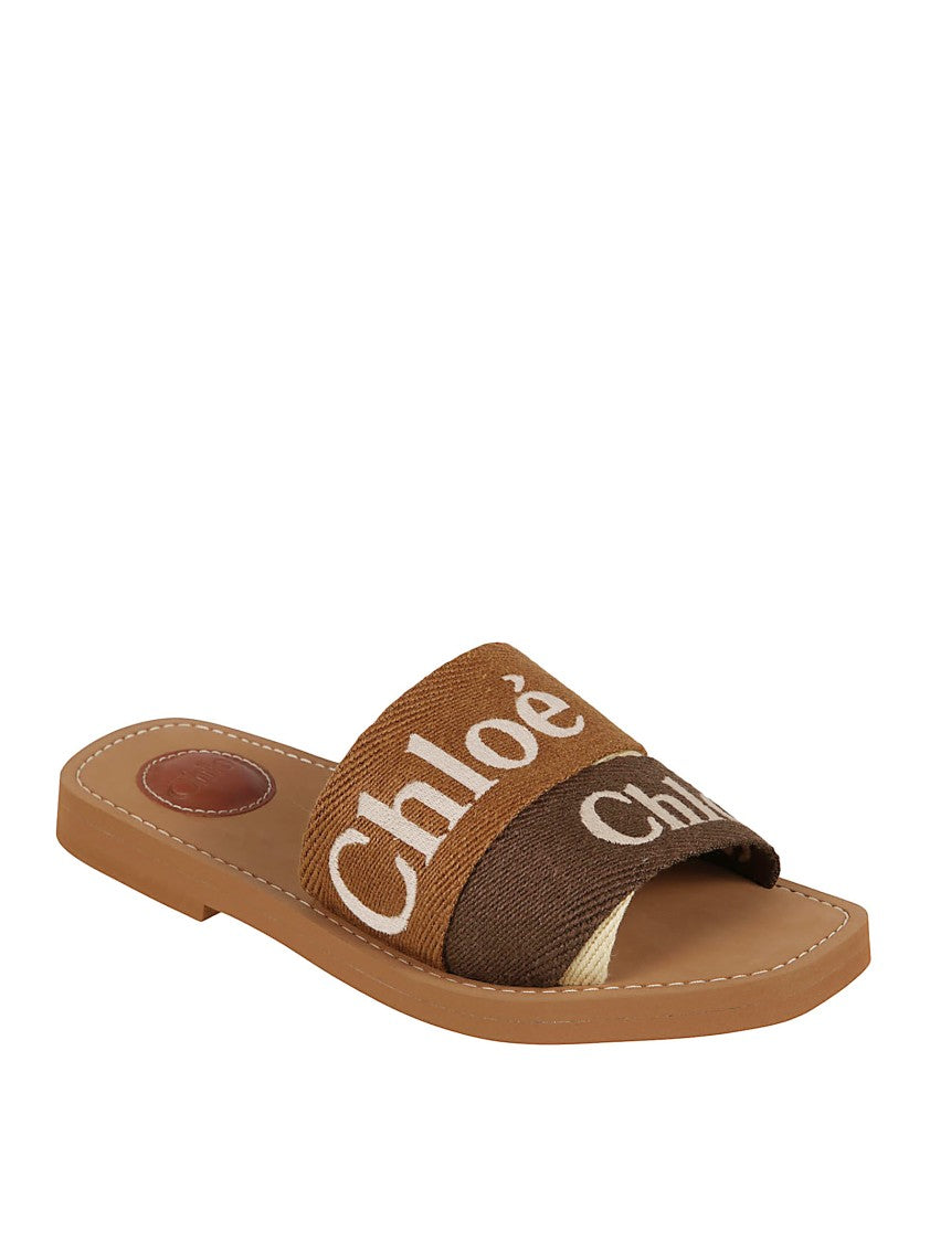 Chloé Color-Blocked Slip-On Sandals With Embossed Detailing