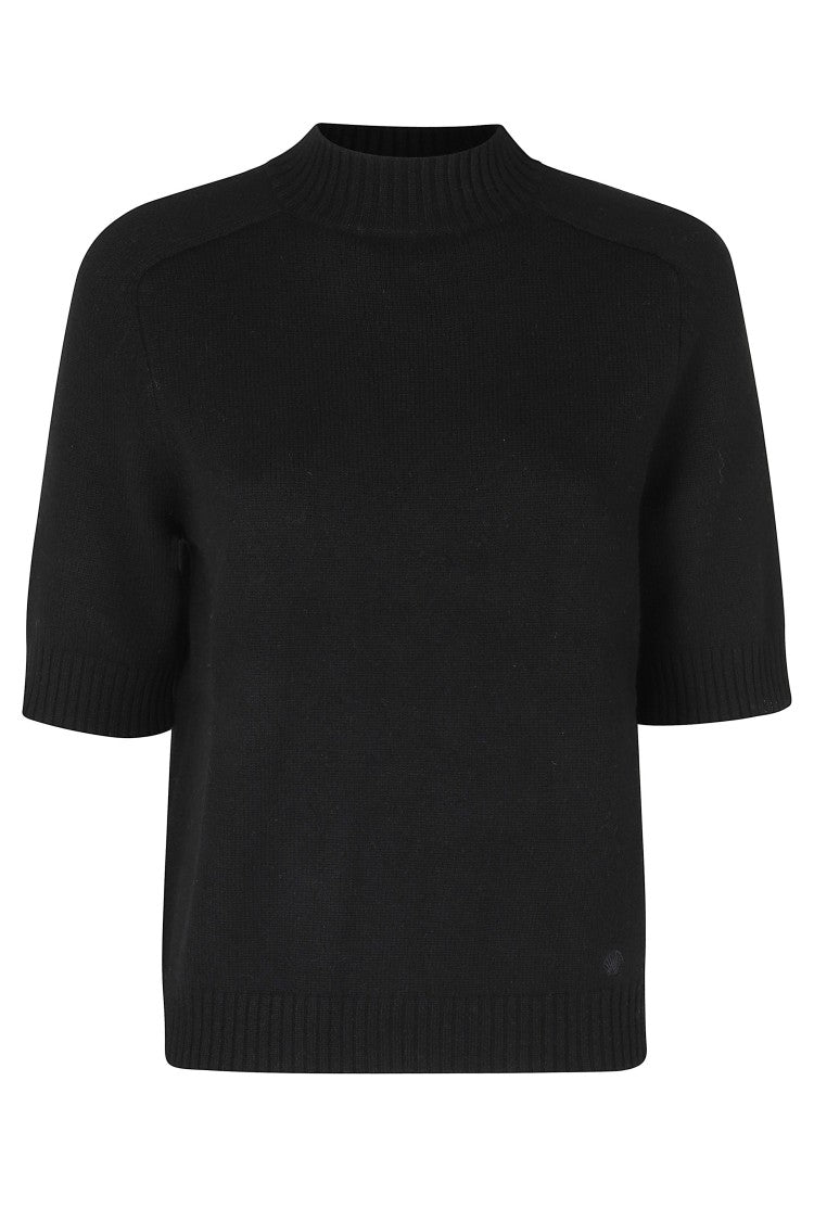 Loulou De Saison Black Ruth Short Saddle-Sleeve Cashmere Top