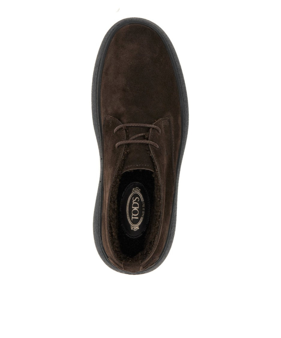 Tod's Ankle-High Brown Suede Shoes