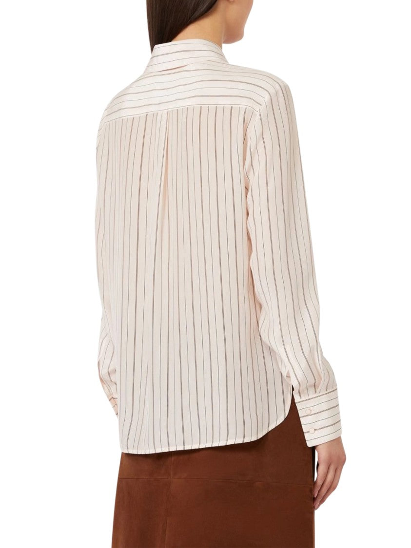 Max Mara Silk Blouse With Vertical Stripes And Classic Collar