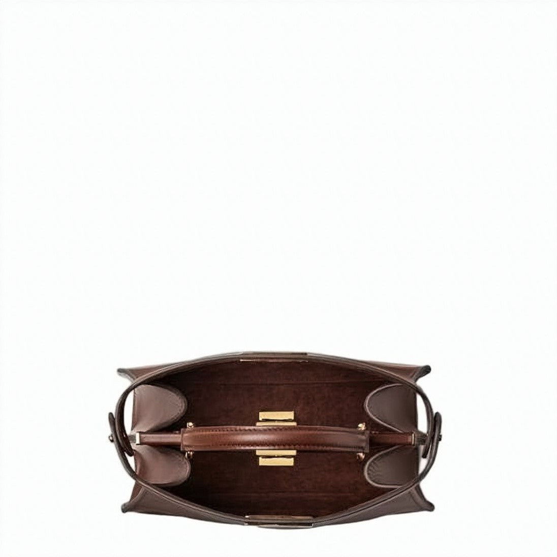 Fendi Brown Structured Floral Glass Calf Crossbody