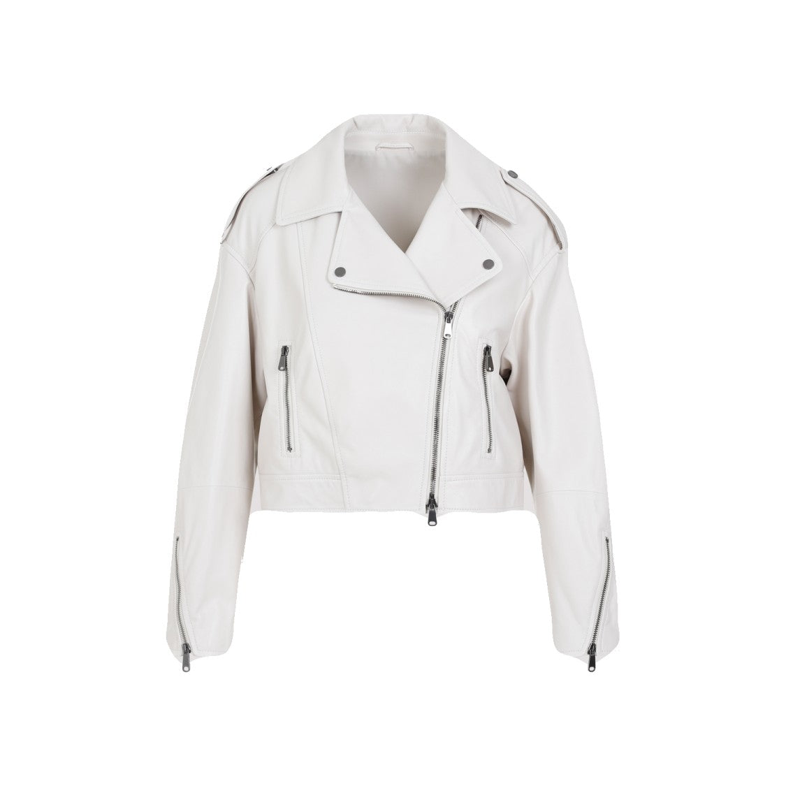 Brunello Cucinelli White Leather Jacket