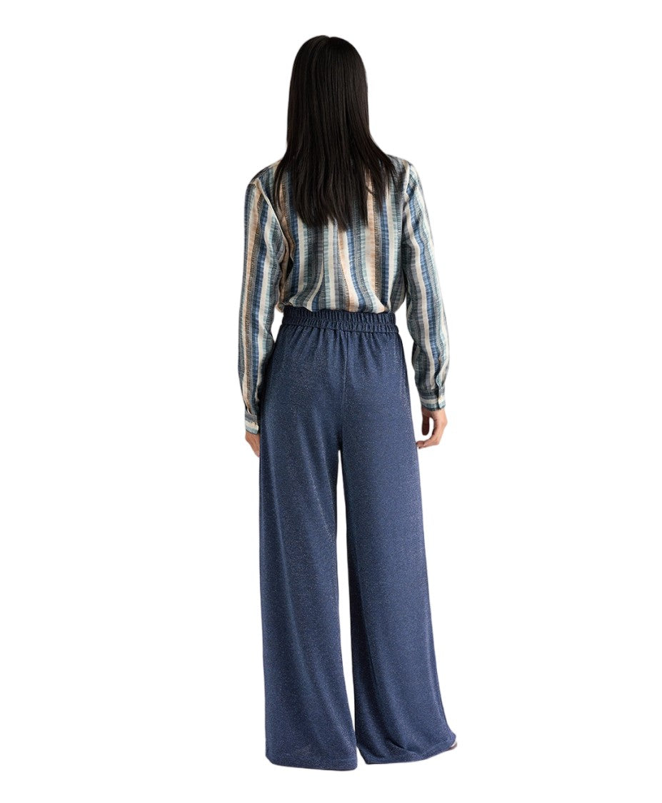 Momonì Lurex Front-Pleat Wide-Leg Pants