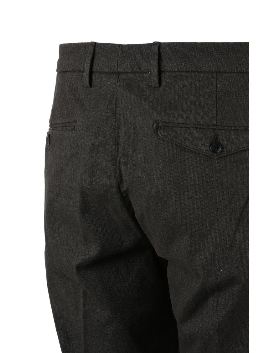 Dondup Brown Joe Vertical Striped Cotton-Blend Trousers