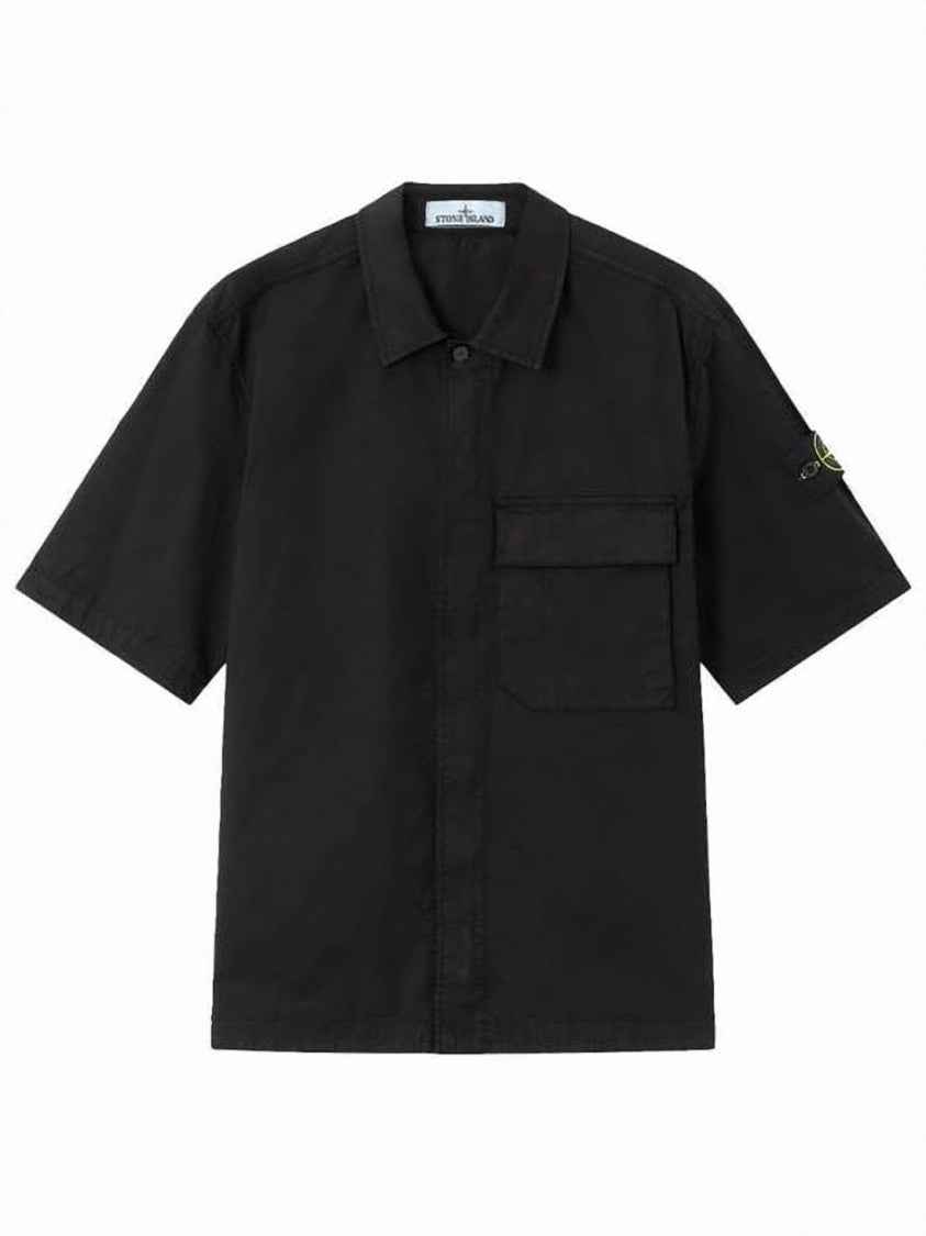 Stone Island Short-Sleeve Casual Shirt With Boxy Fit And Logo Patch