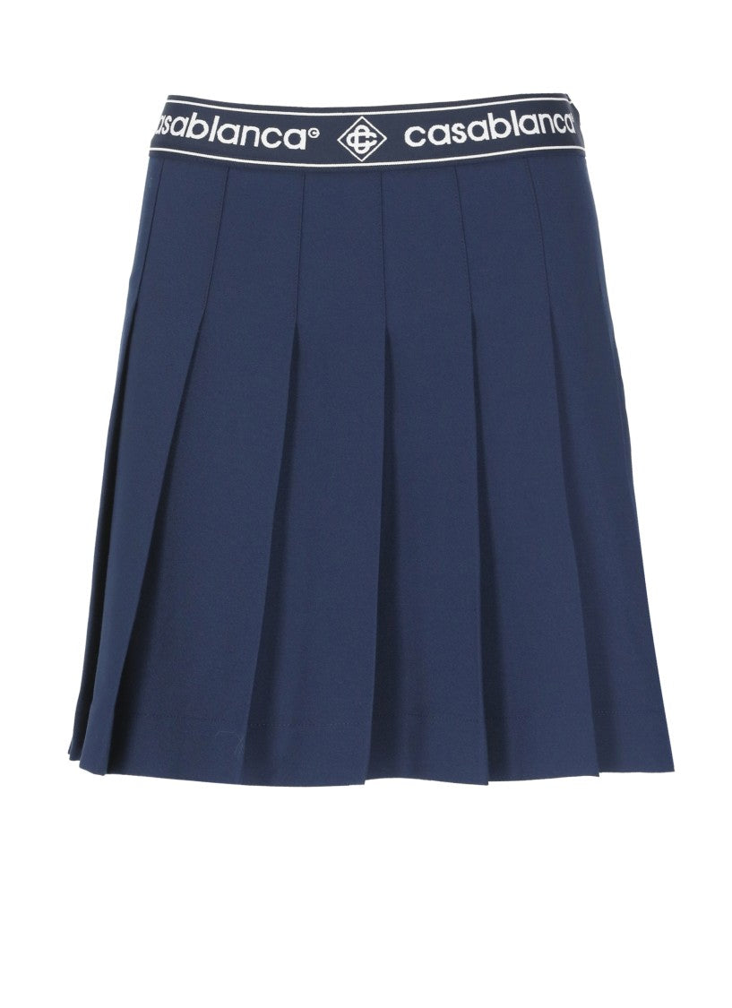Casablanca Pleated Mini Skirt With Logoed Elastic Waistband