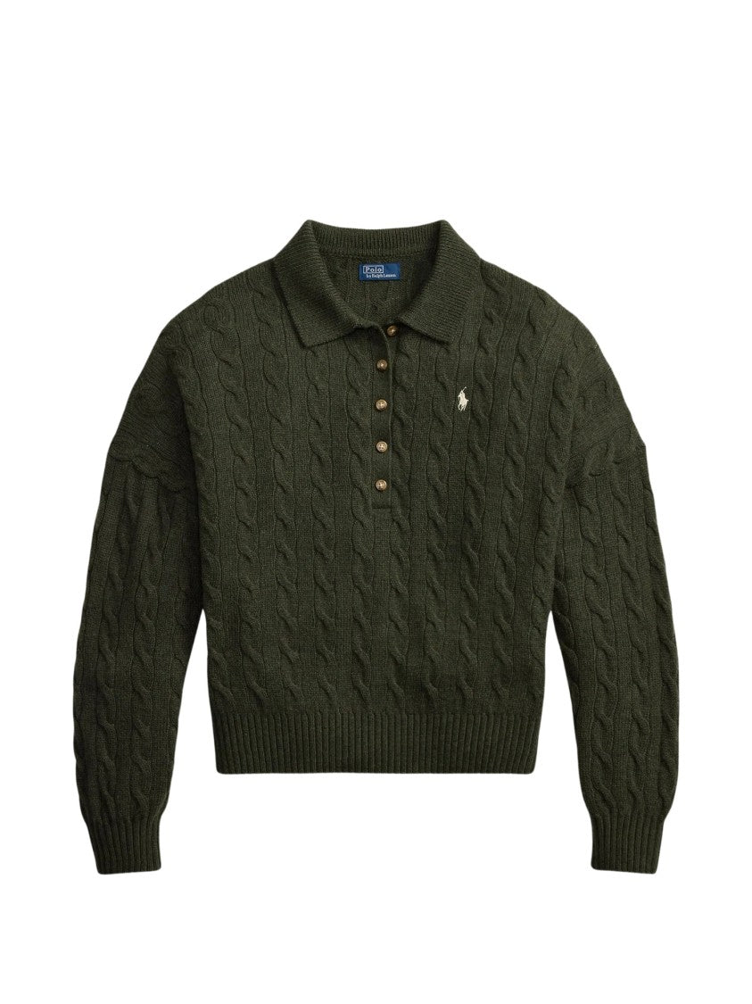 Polo Ralph Lauren Cable Wool-Cashmere Polo-Collar Jumper With Textured Knit Design