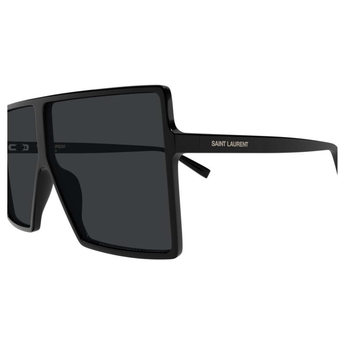 Saint Laurent Oversized Square Black Sunglasses With Glossy Finish