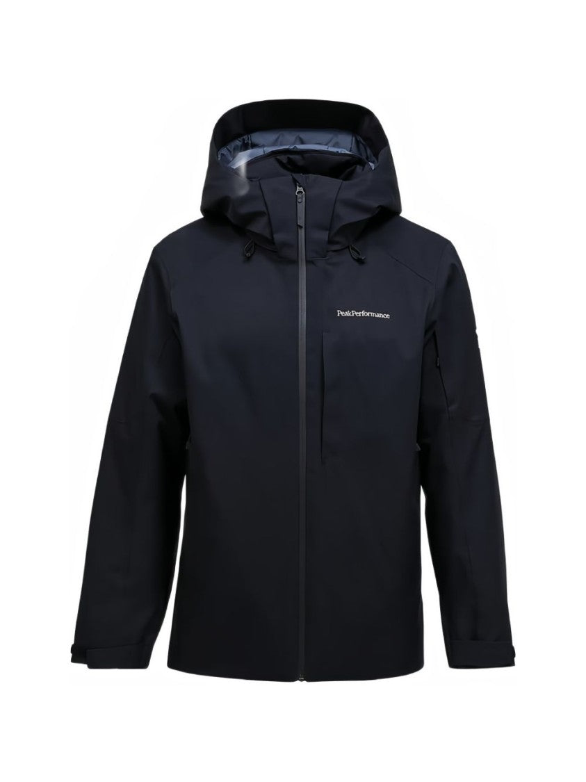 Peak Performance Black Jacket With Hood And Zip Closure
