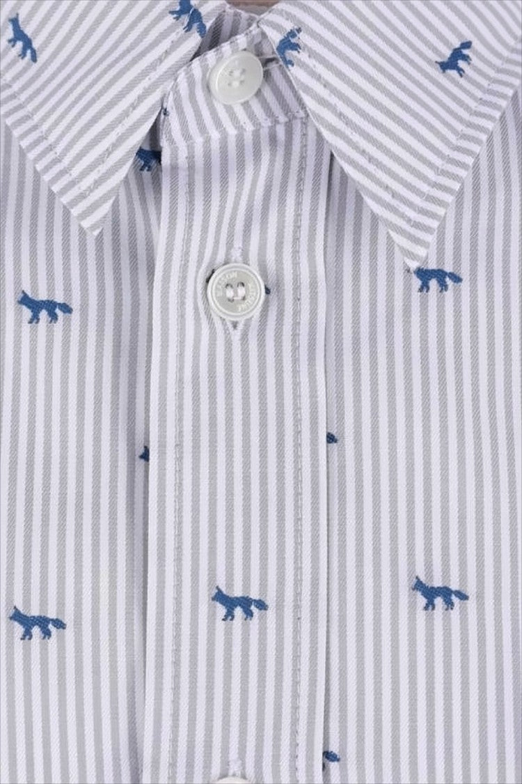 Maison Kitsuné Button-Down Long-Sleeve Shirt With Embroidered Details