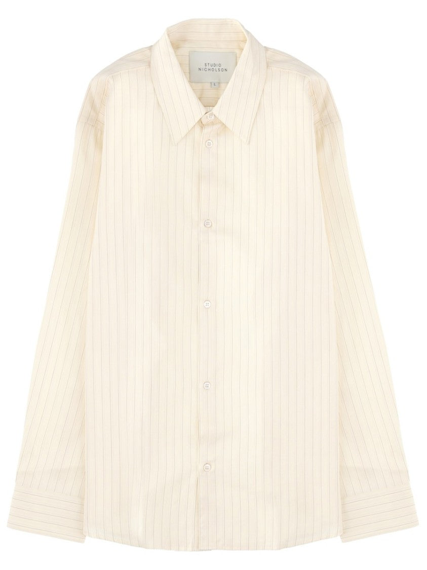 Studio Nicholson View Cotton Silk Pinstripe Shirt