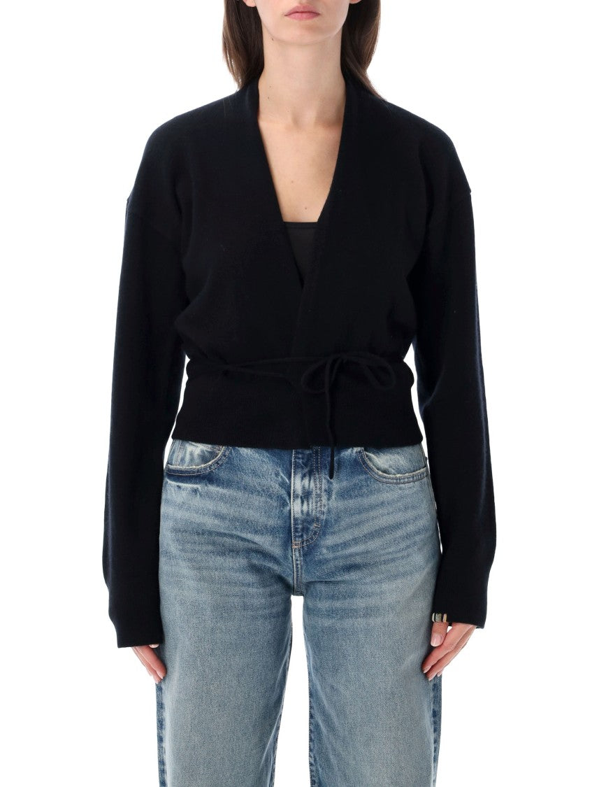 Extreme Cashmere Black Ella Wrap-Style V-Neck Cardigan