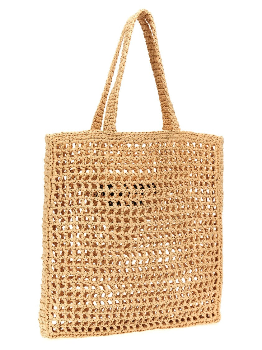 Prada Logo Woven Fabric Shopping Bag