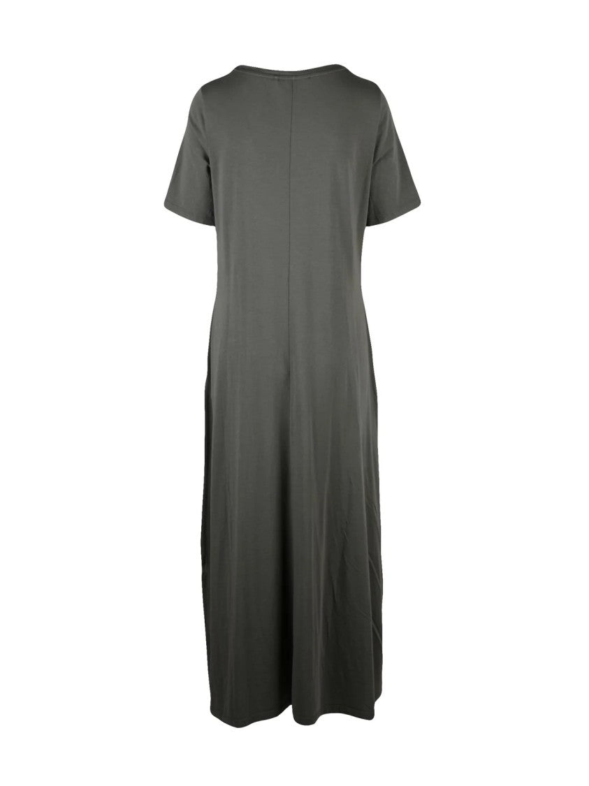 Opificio Neirami Long Military Green Jersey Dress With Applied Pockets