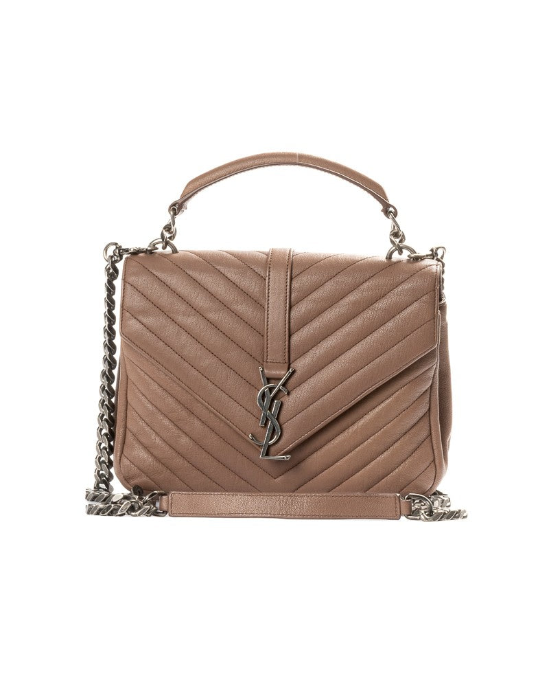 Saint Laurent Medium Quilted Leather Shoulder Bag With Chevron Pattern