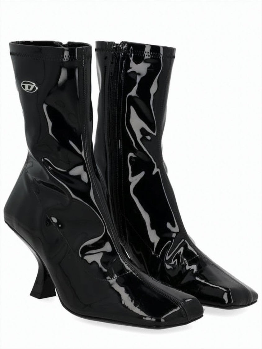 Diesel Ankle-Length Boots With Sculpted Kitten Heel