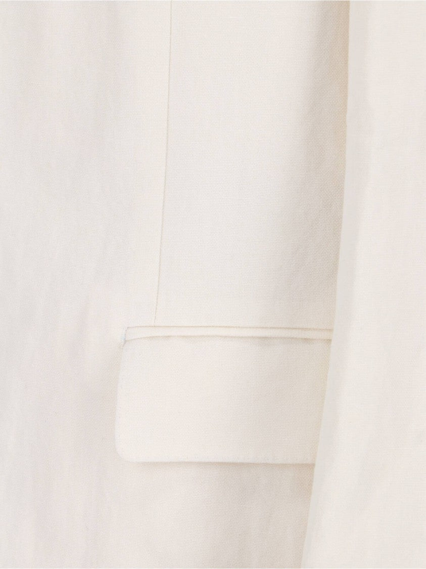 Auralee White Single-Breasted Wool-Cotton Blend Blazer