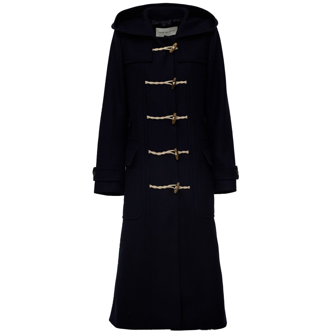 Dries Van Noten Ruffle W.W. Hooded Long Coat