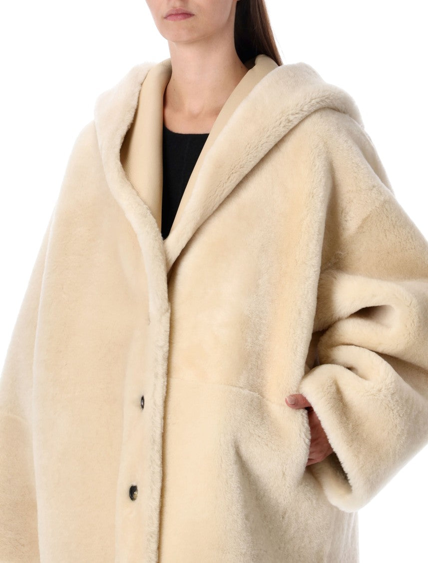 Alberta Ferretti Reversible Hooded Shearling Jacket